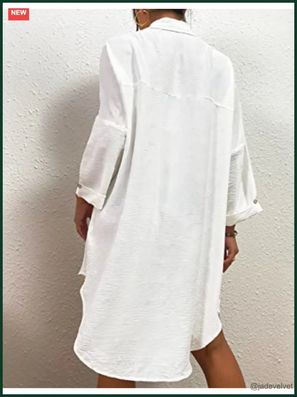 Loose Long Sleeve Button Down Cover Up Shirt Dress with Pocket